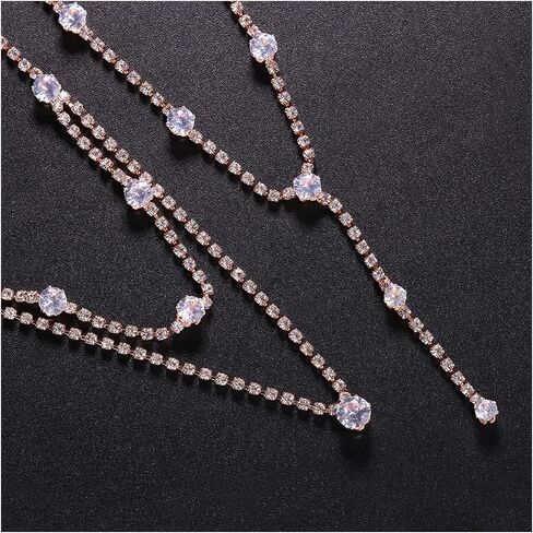 Rhinestone Long Drop Back Chain Jewelry Rhinestone Bridal Back Necklace Sexy Crystal Shoulder Chain Necklace Wedding Backdrop Chain Jewelry for Women in Saudi Arabia