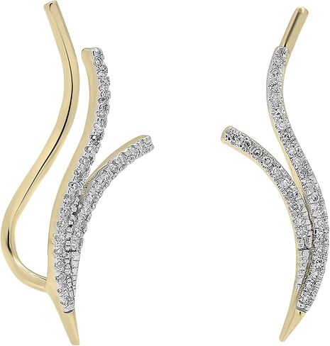 Dazzlingrock Collection 0.20 Carat (ctw) Round White Diamond Crawler Climber Earrings for Women in 14K Gold in Saudi Arabia