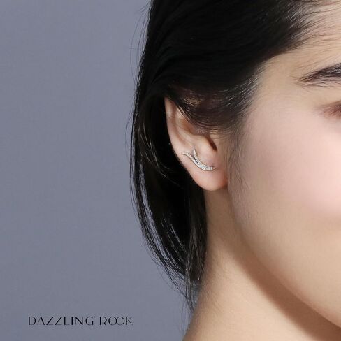 Dazzlingrock Collection 0.20 Carat (ctw) Round White Diamond Crawler Climber Earrings for Women in 14K Gold in Saudi Arabia