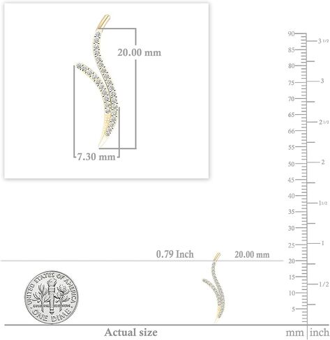 Dazzlingrock Collection 0.20 Carat (ctw) Round White Diamond Crawler Climber Earrings for Women in 14K Gold in Saudi Arabia