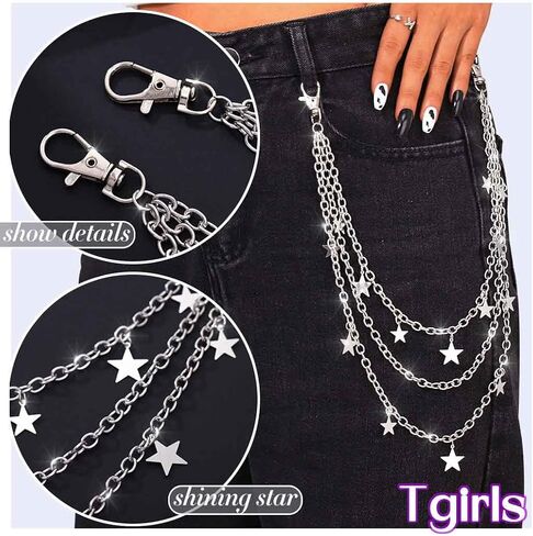 سلاسل Tgirls Stars Pant للنساء رجال Hip Hop Punk Pocket Chain Syng Layslish Sain in Saudi Arabia