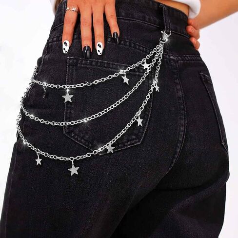 سلاسل Tgirls Stars Pant للنساء رجال Hip Hop Punk Pocket Chain Syng Layslish Sain in Saudi Arabia