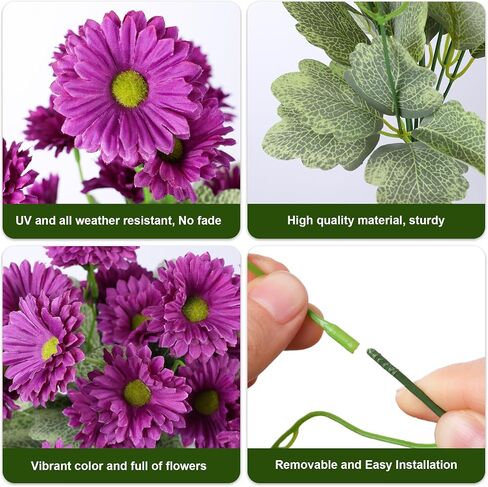 Artificial Dahlia Flowers Fake Flowers Plants for Outdoors Spring Decoration, 6 Bundles Faux Dahlia Silk Flowers for Outside Realistic UV Resistant for Planter Front Door Porch Patio Balcony Yard, Mix in Saudi Arabia