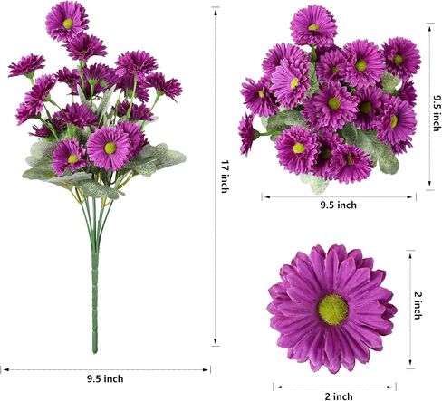 Artificial Dahlia Flowers Fake Flowers Plants for Outdoors Spring Decoration, 6 Bundles Faux Dahlia Silk Flowers for Outside Realistic UV Resistant for Planter Front Door Porch Patio Balcony Yard, Mix in Saudi Arabia