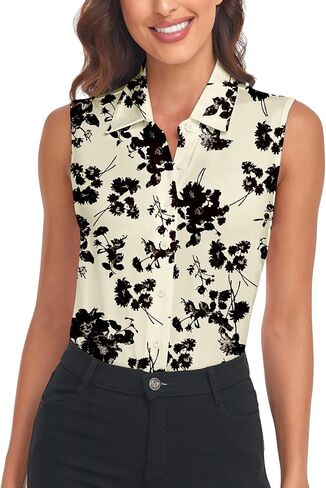Soneven Women's Sleeveless Golf Shirts Collared Button Down Shirt Quick Dry Tank Tops in Saudi Arabia