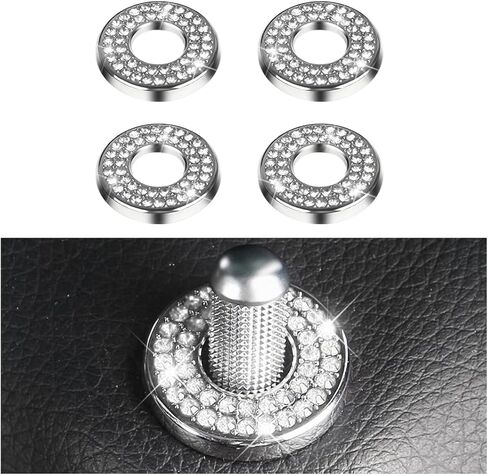 4PCS Bling Car Door Lock Cover Sticker, Crystal Rhinestone Vehicle Door Lock Pull Rod Bolt Decoration Caps, Sparkly Interior Door Lock Pin Cover, Universal Automotive Accessories (White) in Kuwait