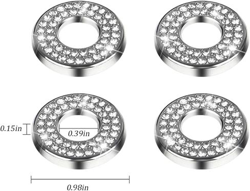 4PCS Bling Car Door Lock Cover Sticker, Crystal Rhinestone Vehicle Door Lock Pull Rod Bolt Decoration Caps, Sparkly Interior Door Lock Pin Cover, Universal Automotive Accessories (White) in Kuwait