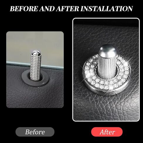 4PCS Bling Car Door Lock Cover Sticker, Crystal Rhinestone Vehicle Door Lock Pull Rod Bolt Decoration Caps, Sparkly Interior Door Lock Pin Cover, Universal Automotive Accessories (White) in Kuwait