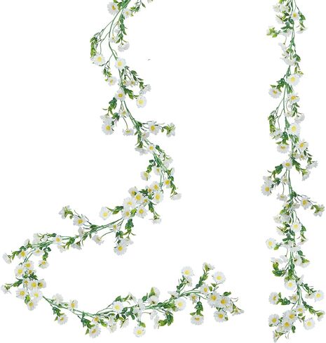 Silk Flower Garland Artificial Sunflower Garland Fake Hanging Vines with Daisy Flowers for Wall Home Party Wedding Indoor Outdoor Spring Decor in Kuwait