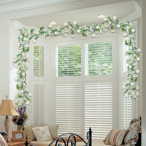 Silk Flower Garland Artificial Sunflower Garland Fake Hanging Vines with Daisy Flowers for Wall Home Party Wedding Indoor Outdoor Spring Decor in Kuwait