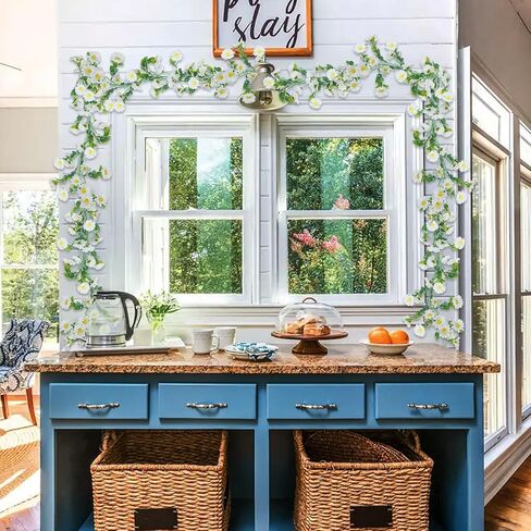 Silk Flower Garland Artificial Sunflower Garland Fake Hanging Vines with Daisy Flowers for Wall Home Party Wedding Indoor Outdoor Spring Decor in Kuwait