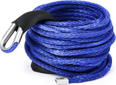Blue Synthetic Winch Rope 3/8'' x 50ft 26, 500 Lbs Synthetic Winch Line Cable Rope with Protective Sleeve for Off Road Vehicle 4WD SUV Truck ATV UTV SUV in Kuwait