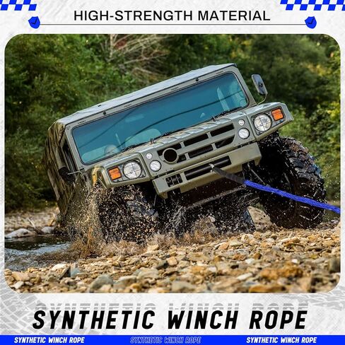 Blue Synthetic Winch Rope 3/8'' x 50ft 26, 500 Lbs Synthetic Winch Line Cable Rope with Protective Sleeve for Off Road Vehicle 4WD SUV Truck ATV UTV SUV in Kuwait