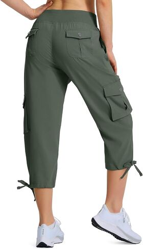 KSMIEN نساء المشي لمسافات طويلة كابريس سريعة الجافة خفيفة الوزن السيدات الصيف السراويل البضائع 8 جيوب للتخييم السفر in Kuwait
