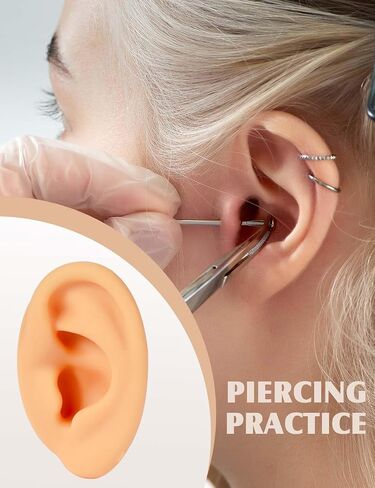 2 Pcs Soft Silicone Ear Model, Left and Right Flexible Fake Ear for Earrings Display, Realistic Ear Model for Piercing Practice, Acupuncture Teaching Tool (Medium Skin Tone) in Saudi Arabia