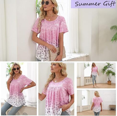 Womens Summer Plus Size Tops Blouses Short Sleeve Shirts Lace Pleated Tunic Tops M-4XL in Kuwait