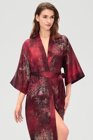 PRODESIGN Kimono Robes for Women - Long Silky Sleepwear Nightgown Bathrobe Floral Dressing Gowns Blouse Bride Bridesmaid Robe in Saudi Arabia