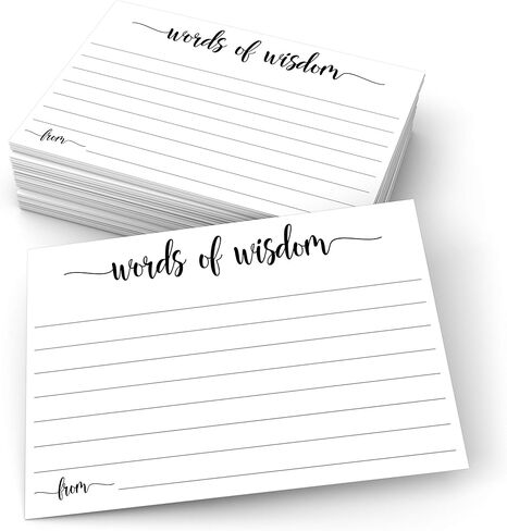 321Done Advice and Wishes Cards (50 Cards) 4" x 6" White Blank Well Wishes for Wedding, Bridal, Mr and Mrs, Retirement, Baby Shower - Words of Wisdom - Made in USA in Saudi Arabia