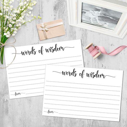 321Done Advice and Wishes Cards (50 Cards) 4" x 6" White Blank Well Wishes for Wedding, Bridal, Mr and Mrs, Retirement, Baby Shower - Words of Wisdom - Made in USA in Saudi Arabia