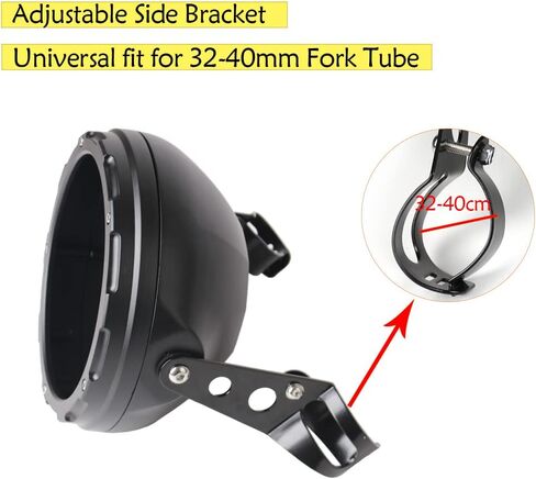 7inch Black LED Motorcycle Headlight X White/Amber DRL with Aluminum Alloy Black Housing Bucket 32-40mm Fork Tube Side Mount Brackets Compatible with Motorbikes in Saudi Arabia