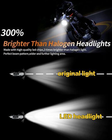 7inch Black LED Motorcycle Headlight X White/Amber DRL with Aluminum Alloy Black Housing Bucket 32-40mm Fork Tube Side Mount Brackets Compatible with Motorbikes in Saudi Arabia