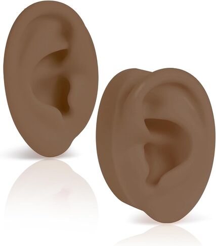 2 Pcs Soft Silicone Ear Model, Left and Right Flexible Fake Ear for Earrings Display, Realistic Ear Model for Piercing Practice, Acupuncture Teaching Tool (Medium Skin Tone) in Saudi Arabia