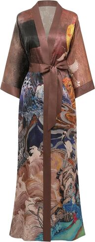 PRODESIGN Kimono Robes for Women - Long Silky Sleepwear Nightgown Bathrobe Floral Dressing Gowns Blouse Bride Bridesmaid Robe in Saudi Arabia