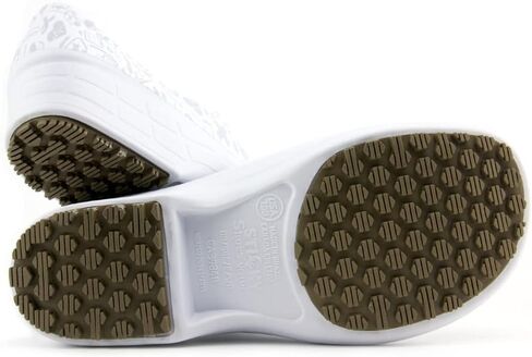 Sticky Printed Colorful Nursing Shoes - Professional Shoes for Women - Nurses Vets CNA LPN RN - Waterproof Non Slip - Comfortable Cleanable Clogs - White in Saudi Arabia