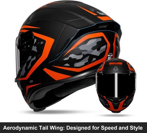 TRIANGLE Motorcycle Helmet for Adults, Full Face Motorcycle Helmet with Tinted and Clear Visor Meet Dot Approved in Saudi Arabia