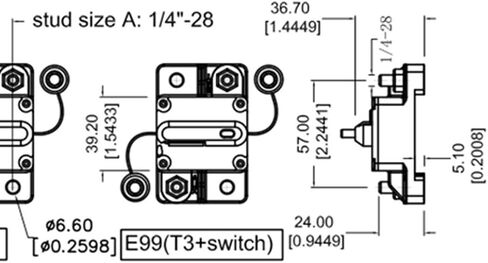Zookoto 12V-42VDC مقاوم للماء 50A-300A قاطع الدائرة مع إعادة ضبط يدوي الصمامات الصمامات العاكس للتصيد البحري قارب ATV Power （250A） in Saudi Arabia