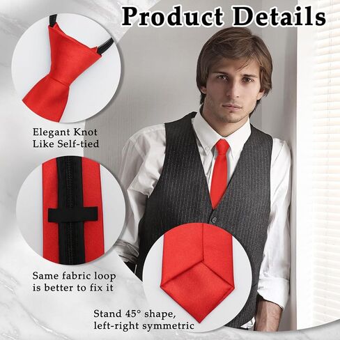 Pre Tied Ties for Men, 2.16" Skinny Tie for Men Adjustable Zipper Mens Neckties for Business Wedding Party Prom Church in Saudi Arabia