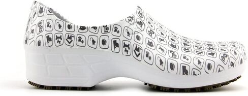 Sticky Printed Colorful Nursing Shoes - Professional Shoes for Women - Nurses Vets CNA LPN RN - Waterproof Non Slip - Comfortable Cleanable Clogs - White in Kuwait