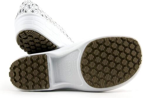 Sticky Printed Colorful Nursing Shoes - Professional Shoes for Women - Nurses Vets CNA LPN RN - Waterproof Non Slip - Comfortable Cleanable Clogs - White in Kuwait