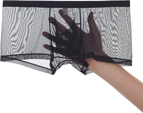 JINSHI Men’s Sexy Underwear Mesh Sheer See Through Boxer Briefs transparent Bulge Pouch ultra thin Breathable Trunks in Saudi Arabia