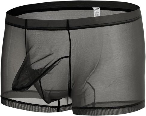 JINSHI Men’s Sexy Underwear Mesh Sheer See Through Boxer Briefs transparent Bulge Pouch ultra thin Breathable Trunks in Saudi Arabia