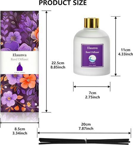 Eucalyptus Reed Diffuser Sets,6.7fl oz(200ml) with 8 Sticks,Fragrance/Aromatherapy for Livingroom/Office/Kitchen/Entryway/Bathroom,Shelf Decor,Home Accessories,Air Freshener(Eucalyptus) in Saudi Arabia