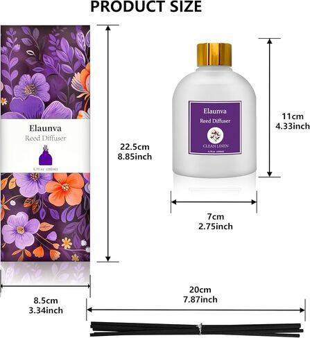 Eucalyptus Reed Diffuser Sets,6.7fl oz(200ml) with 8 Sticks,Fragrance/Aromatherapy for Livingroom/Office/Kitchen/Entryway/Bathroom,Shelf Decor,Home Accessories,Air Freshener(Eucalyptus) in Saudi Arabia