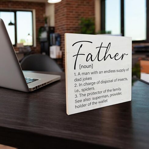 to Our Dad We Love You Wooden Sign Sentimental Dad Gift Ideas, Best Dad Gifts for Birthday Father's Day Wooden Sign Keepsake Desk Wall Decor 6.2 X 6.2 Inches in Kuwait