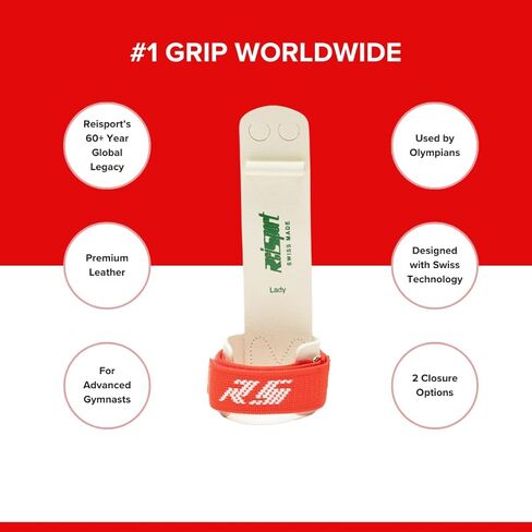 Reisport Women's Gymnastic Grips Double Buckle Uneven Bar Grips, No Slip Fit, XX-Small, Small, Medium, Large, Women and Girls Gymnastics Training, Special Leather, Long Lasting, Safe Grip in Kuwait