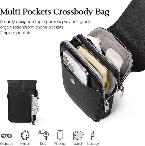 befen Genuine Leather Small Crossbody Bags for Women, Multi Pocket Cell Phone Crossbody Purse with RFID Blocking Card Slots in Saudi Arabia