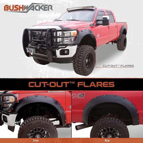 Bushwacker OE Style Factory Front & الخلفية Fender Flares | مجموعة 4 قطع ، أسود ، ناعم الانتهاء | 40926-02 | يناسب 2007-2013 GMC Sierra 1500/2500 HD/3500 HD W/6.6 'أو 8.1' سرير (يستبعد DILA) in Saudi Arabia