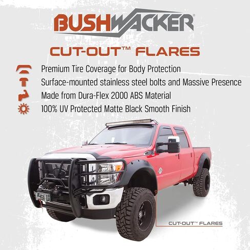 Bushwacker OE Style Factory Front & الخلفية Fender Flares | مجموعة 4 قطع ، أسود ، ناعم الانتهاء | 40926-02 | يناسب 2007-2013 GMC Sierra 1500/2500 HD/3500 HD W/6.6 'أو 8.1' سرير (يستبعد DILA) in Saudi Arabia