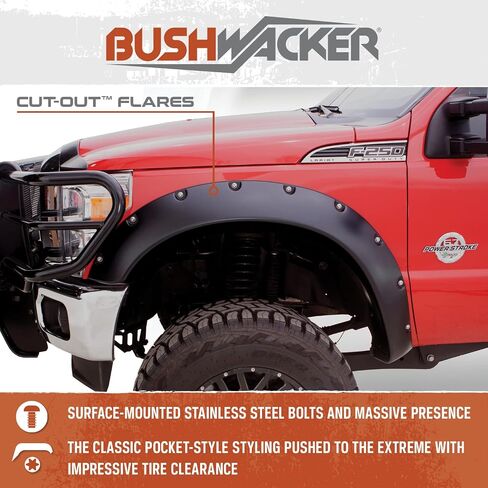 Bushwacker OE Style Factory Front & الخلفية Fender Flares | مجموعة 4 قطع ، أسود ، ناعم الانتهاء | 40926-02 | يناسب 2007-2013 GMC Sierra 1500/2500 HD/3500 HD W/6.6 'أو 8.1' سرير (يستبعد DILA) in Saudi Arabia