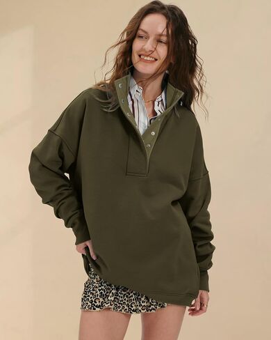 Locachy Womens Disual Button Henley Neck Sweatshirt كبير الحجم in Saudi Arabia