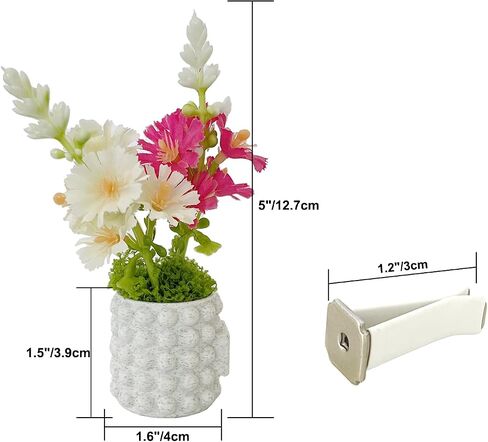 Set of 3 Cute Mini Flower Vases with Bouquet, Car Vent Clips & Air Freshener, Fresh Scent Car Decoration Accessories (marble, S) in Saudi Arabia