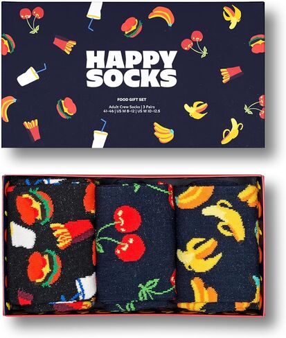 Happy Socks Foodie Design Sustainable Crew Sock Gift Box Sets- For Men and Women- Burger, Ice Cream, Picnic in Kuwait