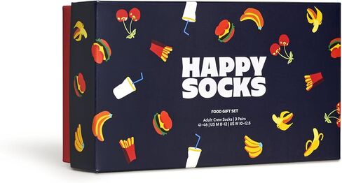 Happy Socks Foodie Design Sustainable Crew Sock Gift Box Sets- For Men and Women- Burger, Ice Cream, Picnic in Kuwait