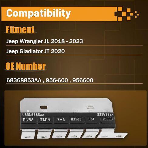 68368853AA 956-600 Z Case Fuse Array متوافق مع Jeep Wrangler JL 2018-2023 & Jeep Gladiator JT 2020 ، مربع كتلة الصمامات الرئيسي استبدال# 956600 in Kuwait