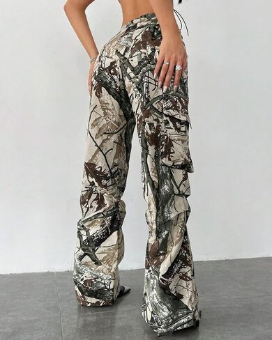 Kedera Women Camo Cargo Pants High Waist Baggy Wide Leg Camouflage Army Fatigue Joggers Trousers in Saudi Arabia
