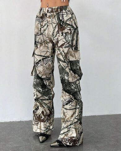 Kedera Women Camo Cargo Pants High Waist Baggy Wide Leg Camouflage Army Fatigue Joggers Trousers in Saudi Arabia
